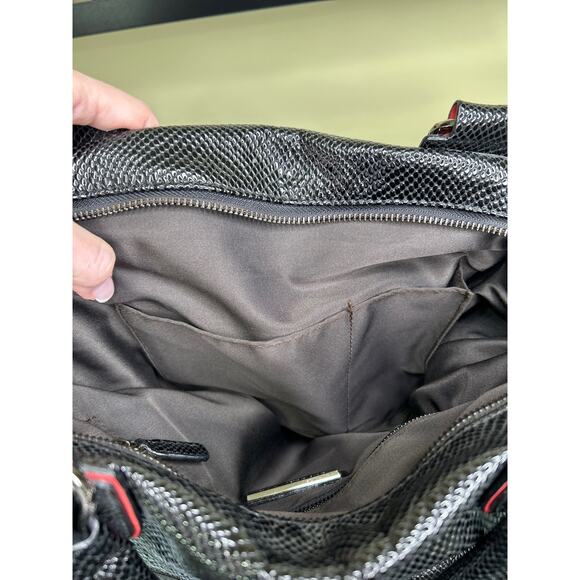 Barbarossa Black Shiny Snakeskin Hand Shoulder Bag Slouchy Large - Picture 4 of 10
